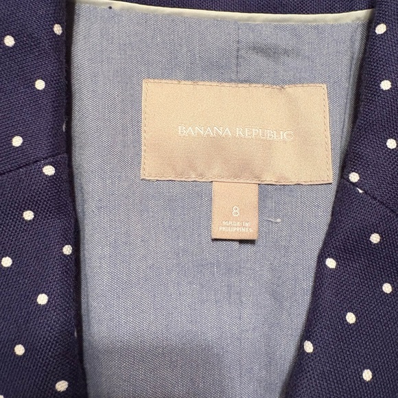 Banana Republic Blue and White Polka Dot Blazer size 8 - Picture 7 of 13